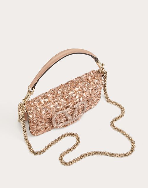 Loco Small Sequined Shoulder Bag in Pink - Valentino Garavani