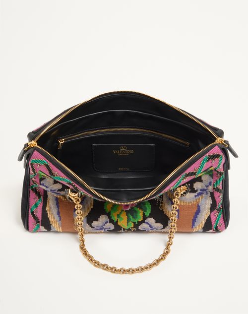 Valentino Garavani - Borsa Media A Spalla Valentino Garavani Panthea Ricamata - Nero/multicolor - Donna - Borse A Spalla