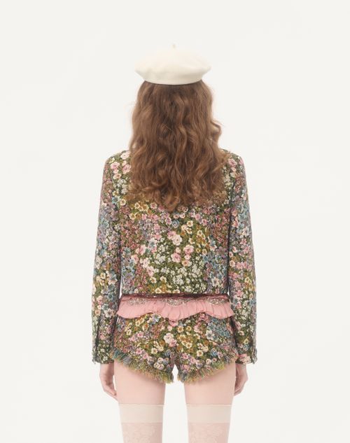 Valentino - Caban In Gobelin Apres L'hiver Fiorellini - Black/multicolour - Woman - Jackets And Blazers