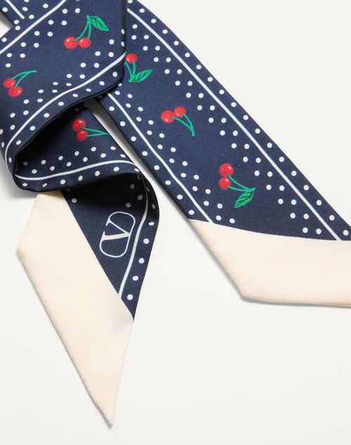 Valentino Garavani - Cherryfic Silk Bandeau Scarf - Blue/red - Woman - Soft Accessories
