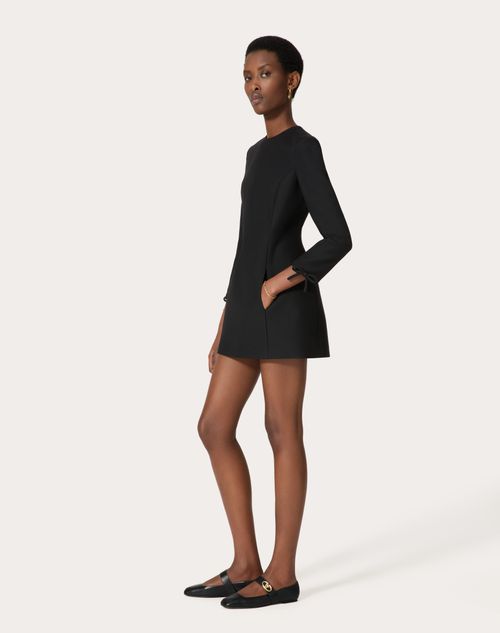 Valentino - Vestido Corto De Crepe Couture - Negro - Mujer - Ropa