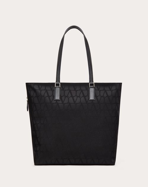 Valentino Garavani - Toile Iconographe Shopping Bag In Technical Fabric With Leather Details - Black - Man - Bags