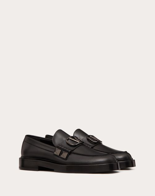 Valentino Garavani - Calfskin Stud Sign Loafer - Black - Man - Fashion Formal - M Shoes