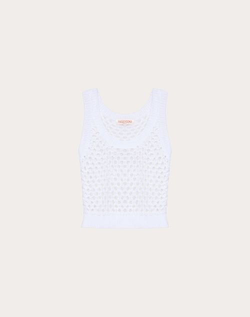 Valentino - Top De Viscosa, Lúrex Y Lentejuelas - Blanco - Mujer - Camisas Y Tops