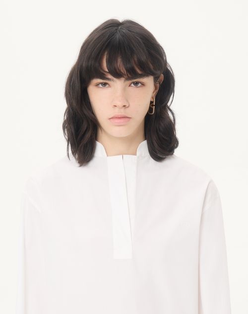 Valentino - Cotton Popeline Top - White - Woman - Shirts And Tops