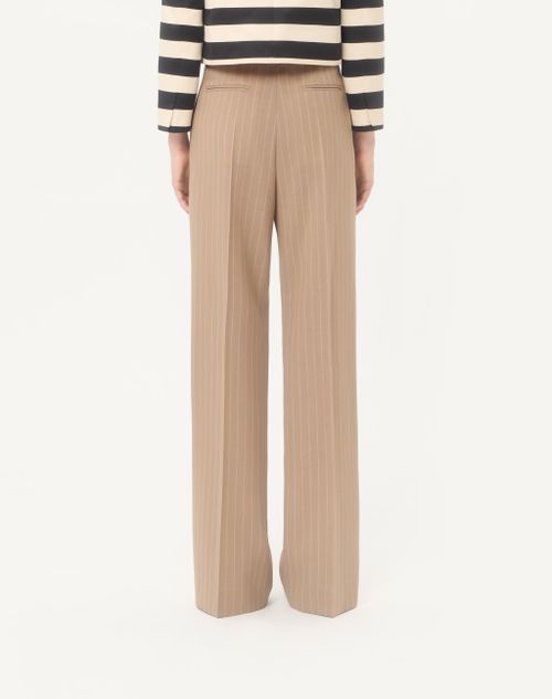 Valentino - Faded Pinstripe Trousers - Beige/ivory - Woman - Trousers And Shorts