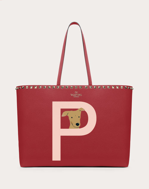 Valentino Garavani Valentino Garavani Rockstud Pet Customizable Tote Bag Woman Red V./POUDRE Onesize
