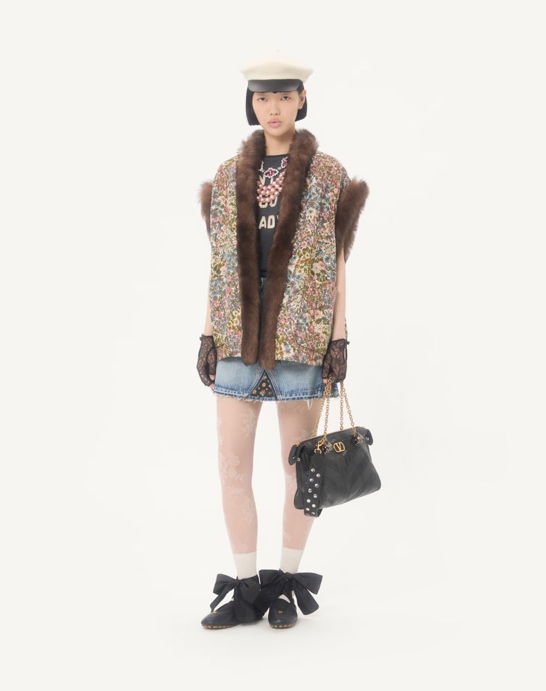 Valentino Printed Cotton T-Shirt Woman Black/Birch M