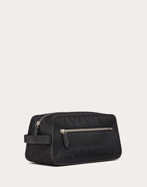 Valentino Garavani - Black Iconographe Washbag In Nylon - Black - Man - Shelf - M Bags - Black Iconographe