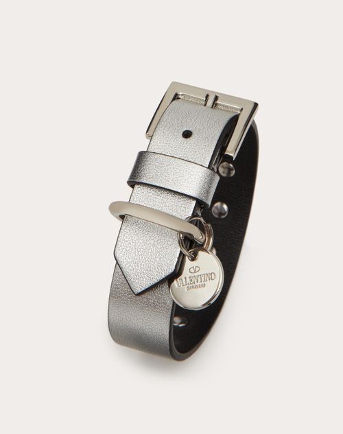 Valentino Garavani - Valentino Garavani Rockstud Pet Collar 20 Mm - Silver - Woman - Accessories