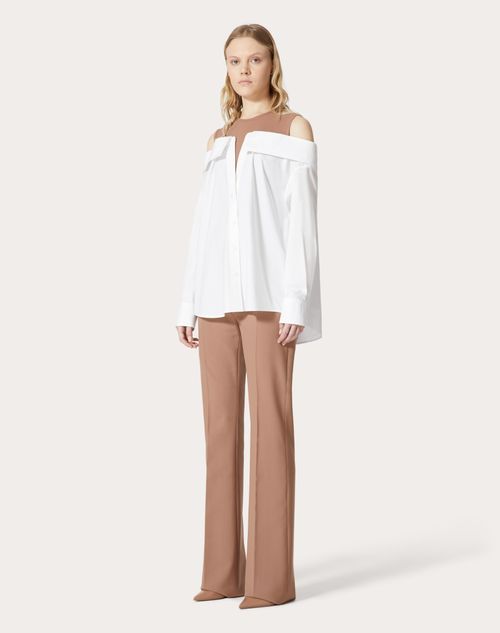 Valentino - Sartorial Popeline Shirt - White/light Camel - Woman - Shirts And Tops