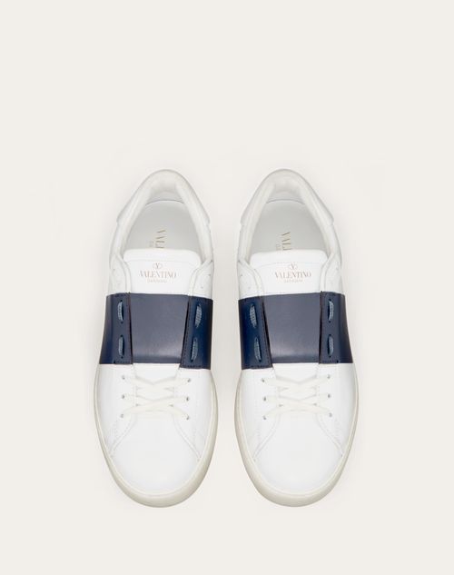 Calfskin Open Sneaker for Man in White/green | Valentino CZ Calfskin Open Sneaker for Man in White/green | Valentino CZ