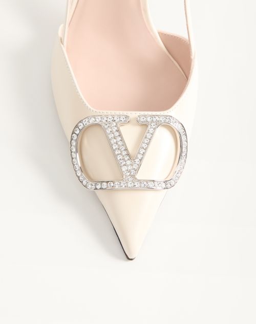 Valentino Garavani - Vlogo Signature Slingpumps Aus Kalbsleder, 80 Mm - Elfenbein - Frau - Pumps Und Slingbacks