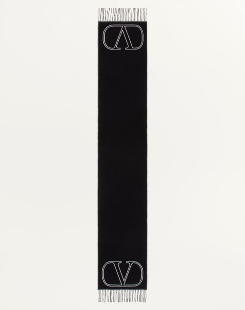 Vlogo Signature Wool And Cashmere Scarf for Man in Black