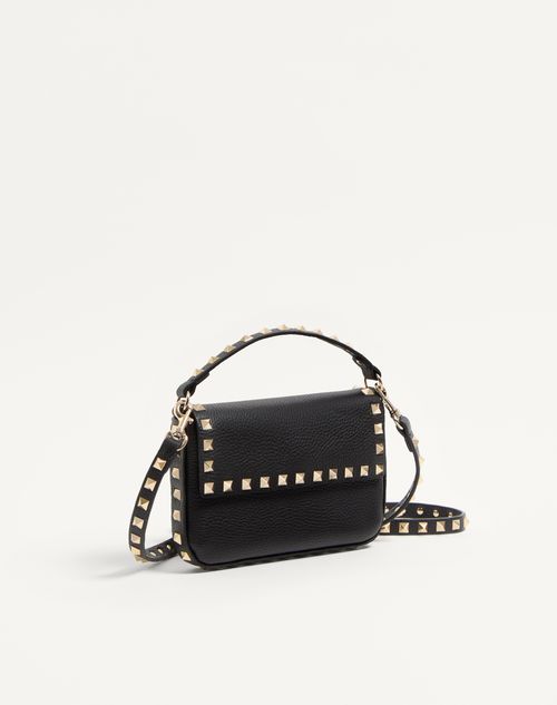 Valentino Garavani - Rockstud Grainy Calfskin Pouch - Black - Woman - Clutches