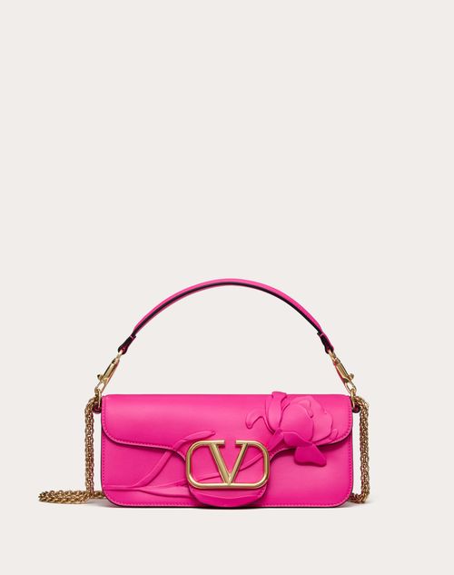 Valentino Garavani - Valentino Garavani Locò Shoulder Bag With Applique Flowers - Pink Pp - Woman - Woman Bags & Accessories Sale