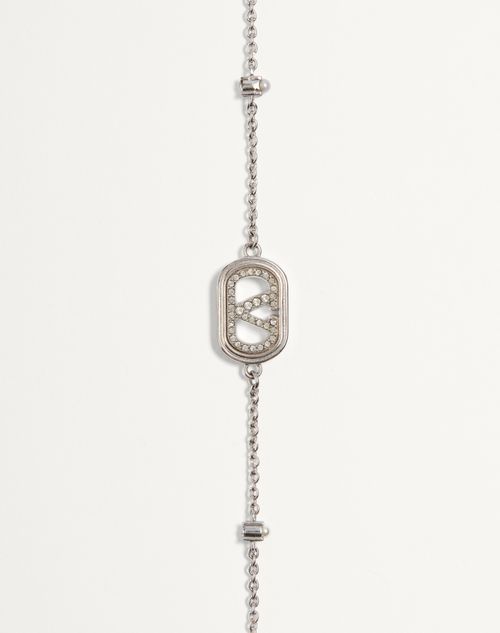 Valentino Garavani - Vlogo Signature Bracelet In Metal, Pearls And Swarovski® Crystals - Rhodium - Woman - Jewellery