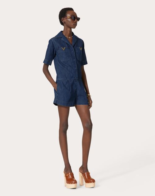 Valentino - Chambray Denim Jumpsuit - Denim - Woman - Shelf - Pap - Garden Party (w3)