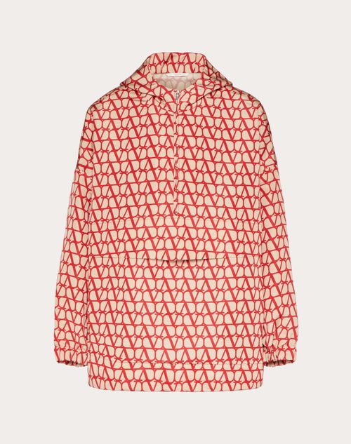 Valentino - Anorak De Faille De Seda Con Estampado Toile Iconographe En Toda La Prenda - Beis/rojo - Hombre - Chaquetas Y Plumíferos