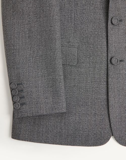 Valentino - Valentino Single-breasted Jacket In Mouliné Wool - Black/gray - Man - Coats And Blazers