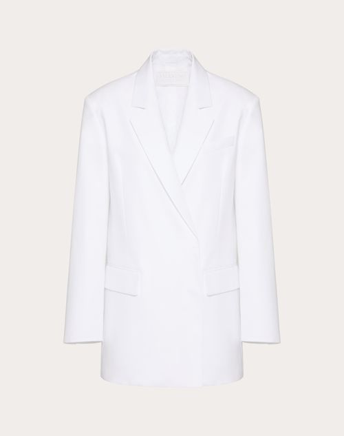 Valentino - Blazer En Popeline Compacte - Blanc - Femme - Vestes Et Manteaux
