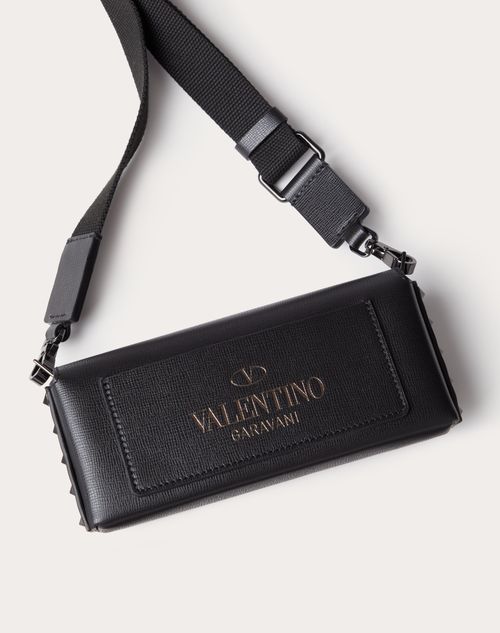 VALENTINO, Logo strap crossbody bag, BLACK, Men