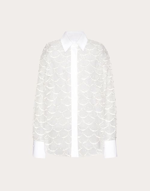 Valentino - Embroidered Tulle Illusione Shirt - Ivory - Woman - Shirts & Tops