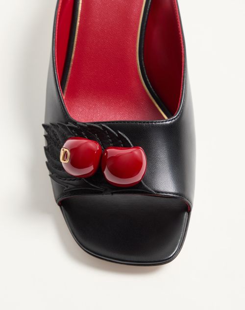 Valentino Garavani - Cherryfic Kidskin Slide Sandal 55mm - Black - Woman - Sandals