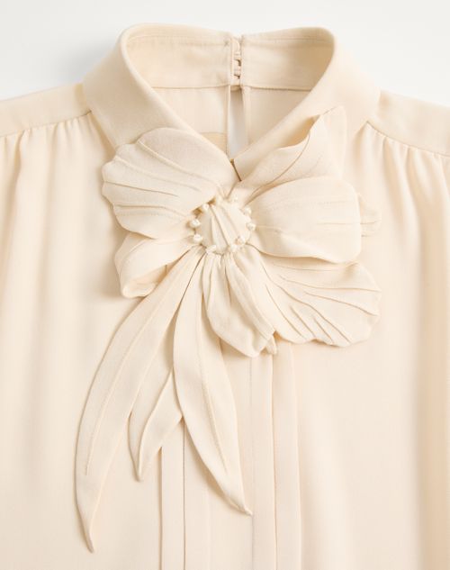 Valentino - Embroidered Crepe De Chine Top - Vanilla - Woman - Shirts & Tops