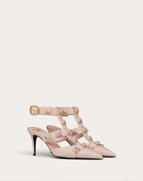 Valentino Garavani - Roman Stud Pump In Calfskin With Enameled Studs 80 Mm - Rose Quartz - Woman - Woman Shoes Sale
