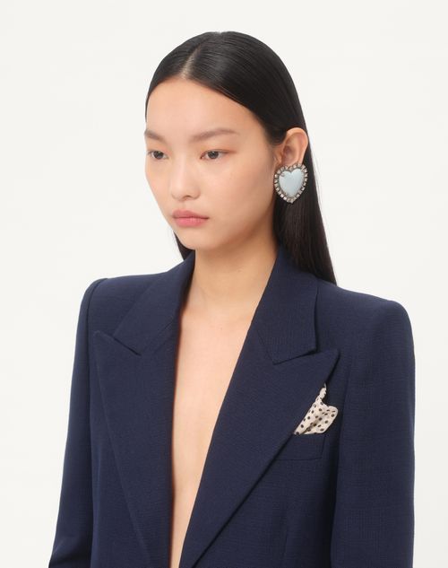 Valentino Garavani - Pañuelo De Bolsillo Chez Valentino De Seda - Blanco/azul - Mujer - Accesorios Suaves