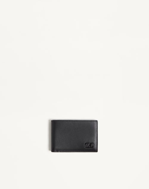 Valentino Garavani - Vlogo Signature Wallet For Us Dollars - Black - Man - Wallets And Small Leather Goods