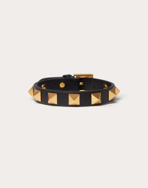 Valentino Garavani - Rockstud Bracelet In Leather And Metal - Black - Man - Jewelry