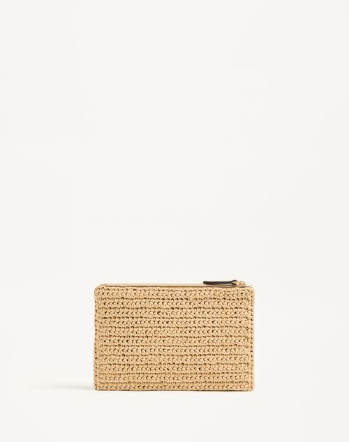 Valentino Garavani - VALENTINO GARAVANI VIVA SUPERSTAR SYNTHETIC RAFFIA POUCH - Natural - Woman - Clutches