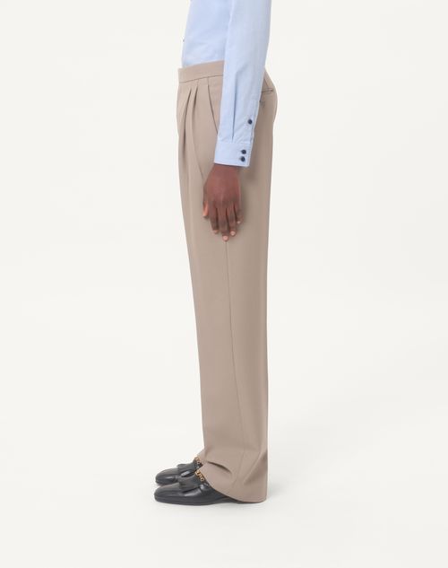 Valentino - WOOL GABARDINE PANTS - Grey - Man - Pants And Shorts