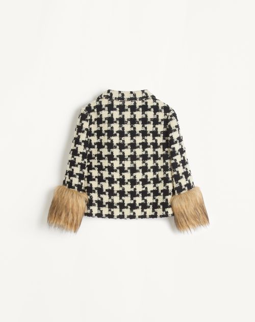Valentino - Macro Pied De Poule Tweed Jacket - Ivory/black - Woman - Jackets And Blazers