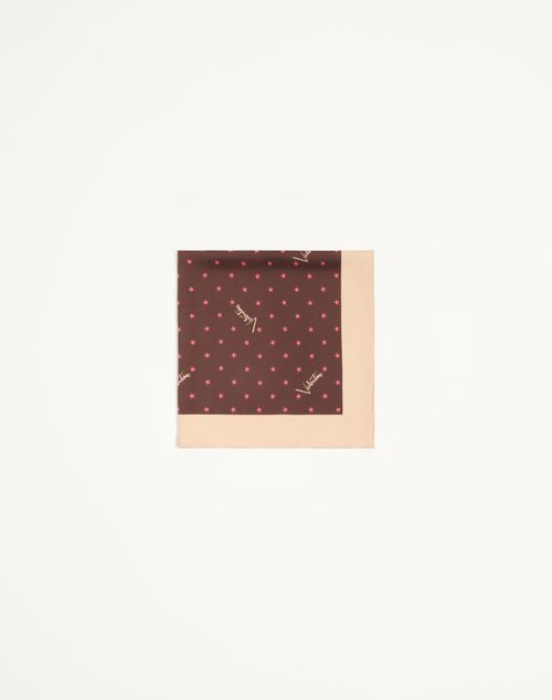 Valentino Garavani - Stelline E Firma Starry Silk Scarf - Coral/chocolate - Woman - Soft Accessories