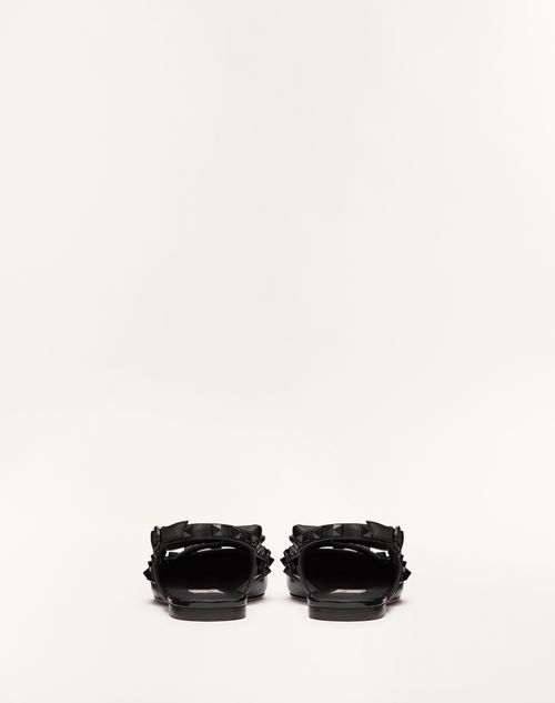 Rockstud Bow Slingback Ballerina In Patent Leather With Tone Rockstud Bow Slingback Ballerina In Patent Leather With Tone