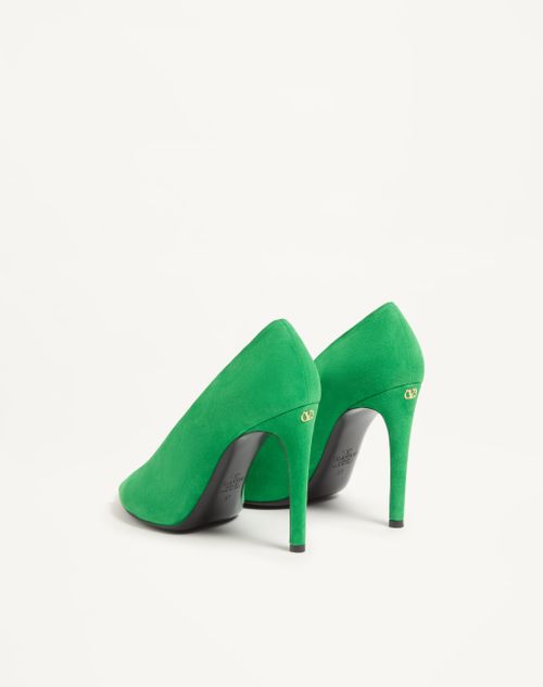 Valentino Garavani - Open Toe Révélé Suede Pumps 105mm - Mint - Woman - Pumps And Slingbacks