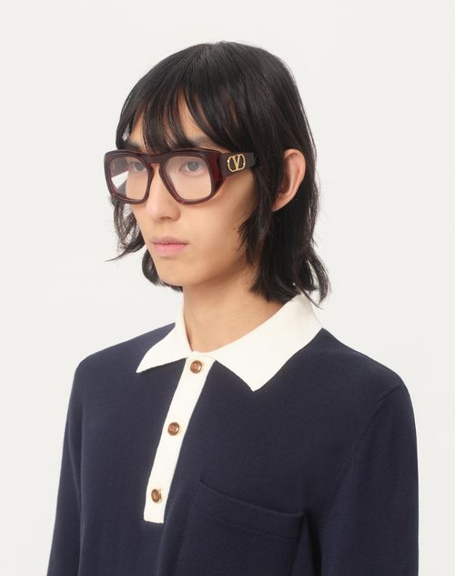 Valentino - Rectangular Acetate Frame - Brown - Unisex - Akony Eyewear - Accessories