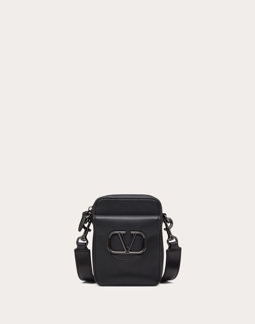 Valentino Garavani - Mini Locò Crossbody Calfskin Bag - Black - Man - Shoulder Bags