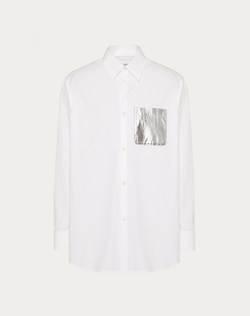 Valentino - メタリックシルバーポケット コットンシャツ - ホワイト/シルバー - 男性 - シャツ