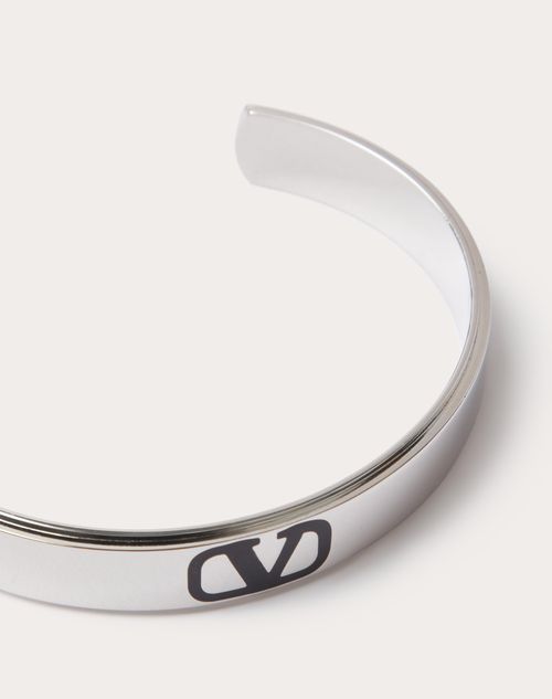 Valentino Garavani - Vlogo Signature Metal And Enamel Cuff - Black - Man - Jewellery