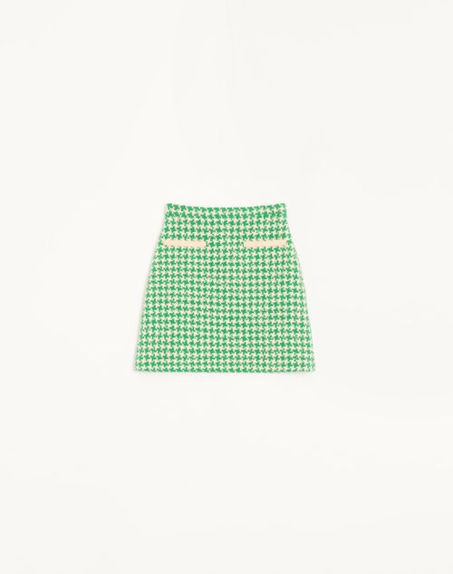 Valentino - Falda De Tweed Pata De Gallo - Verde/abedul - Mujer - Faldas