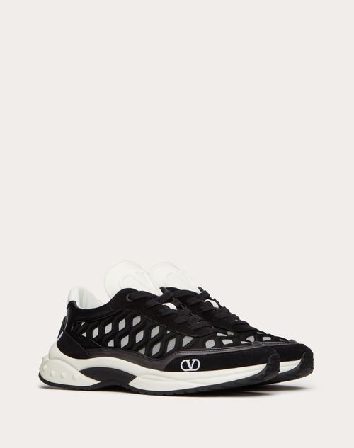 Valentino Garavani - Ready Go Runner Sneaker In Fabric And Leather - Black/light Ivory - Woman - Sneakers