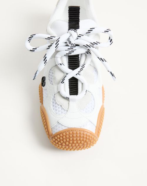 Valentino Garavani - Baskets Amphibia En Cuir De Veau Caoutchouté Et Croûte De Cuir - Blanc - Femme - Baskets