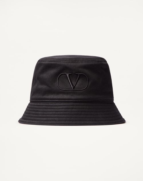 Valentino Garavani - Vlogo Signature Cotton Bucket Hat - Black - Man - Hats And Gloves