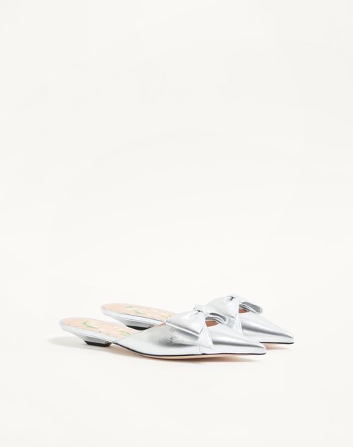 Valentino Garavani - Bowow Mule In Laminated Nappa 20mm - Silver - Woman - Ballerinas