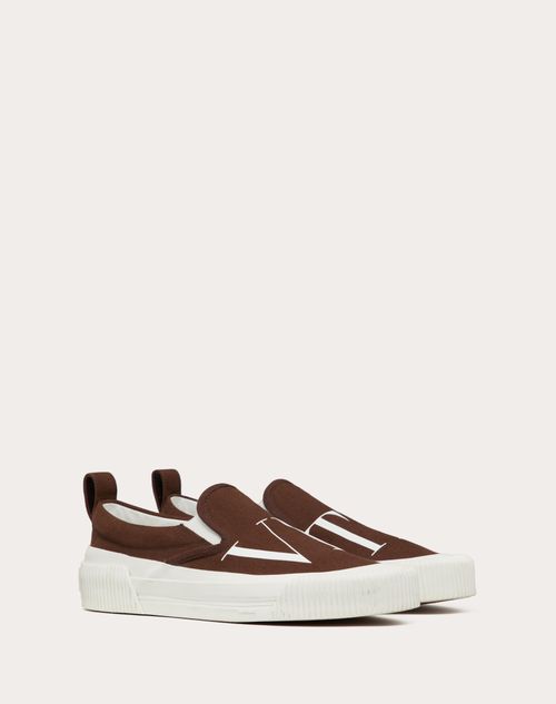 Valentino Garavani - Vltn Fabric Slip-on Sneaker - Fondant/white - Man - Man Shoes Sale