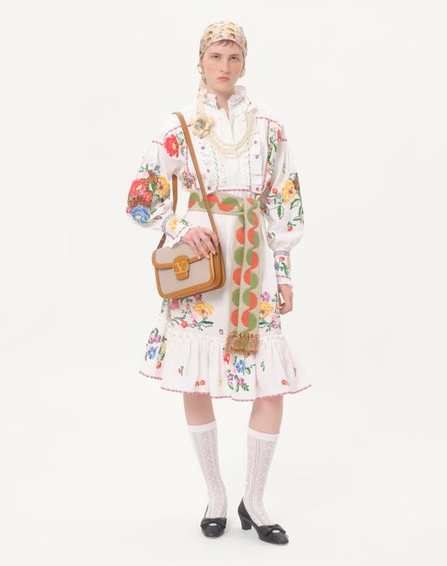 Valentino - Embroidered Cotton And Linen Dress - White/multicolour - Woman - Dresses